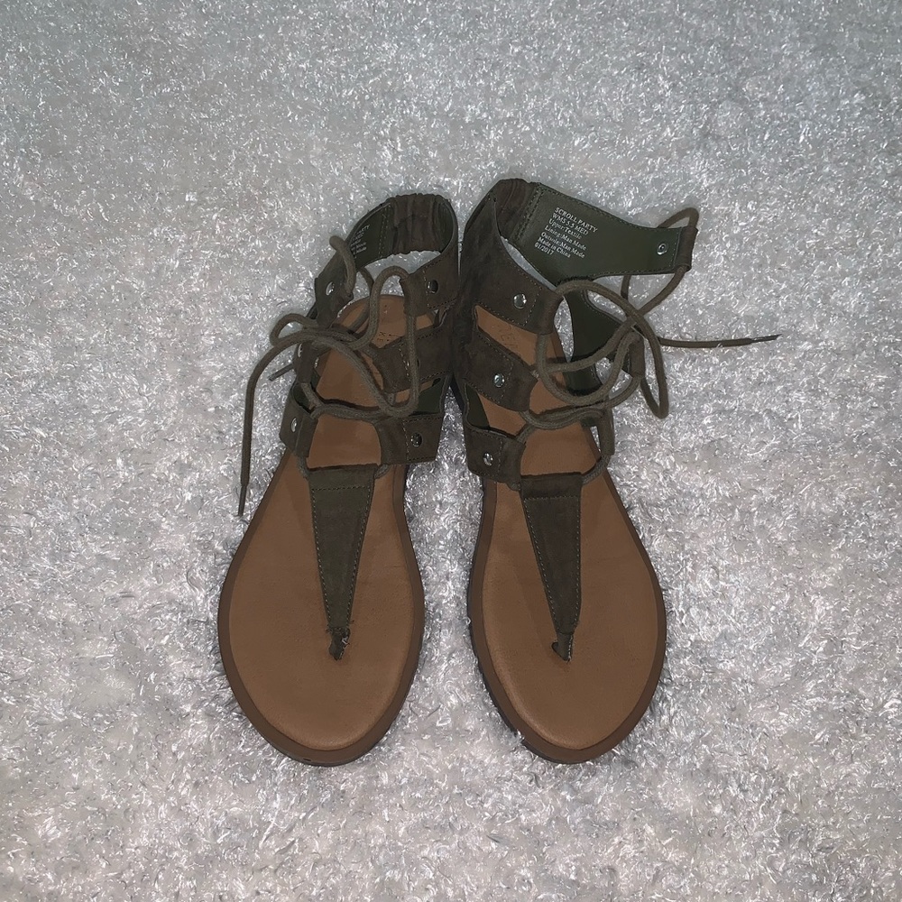 Olive Green Lace Up Sandals